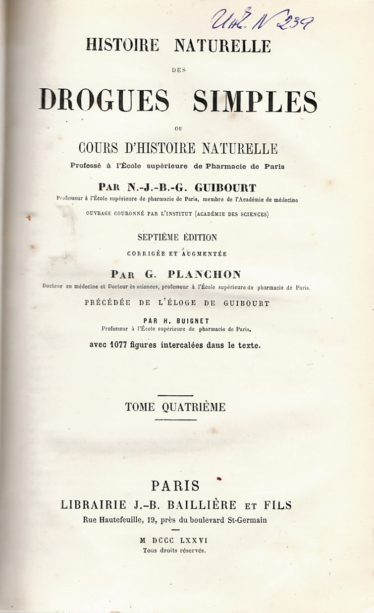  Histoire naturelle des drogues simples, tome 4