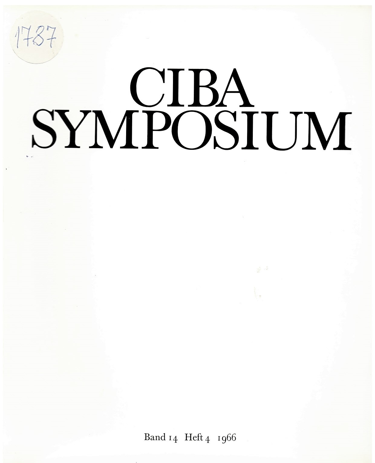    Ciba Symposium, band 14, heft 4, 1966 г.