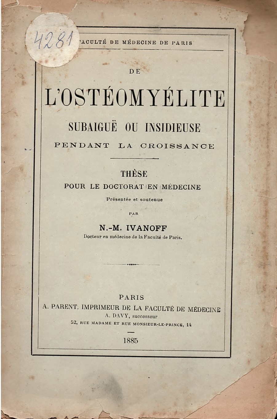  De L’ostweomyelite