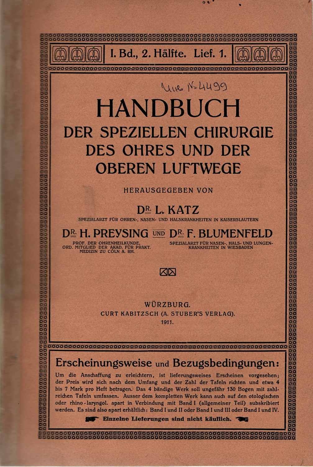   Handbuch der speciellen chirurgie des ohres  und der oberen  Luftwege  - b. I, 2,