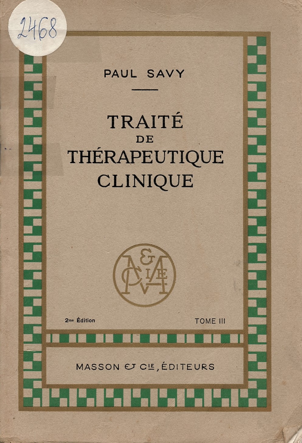  Traite de therapeutique clinique, tome 3