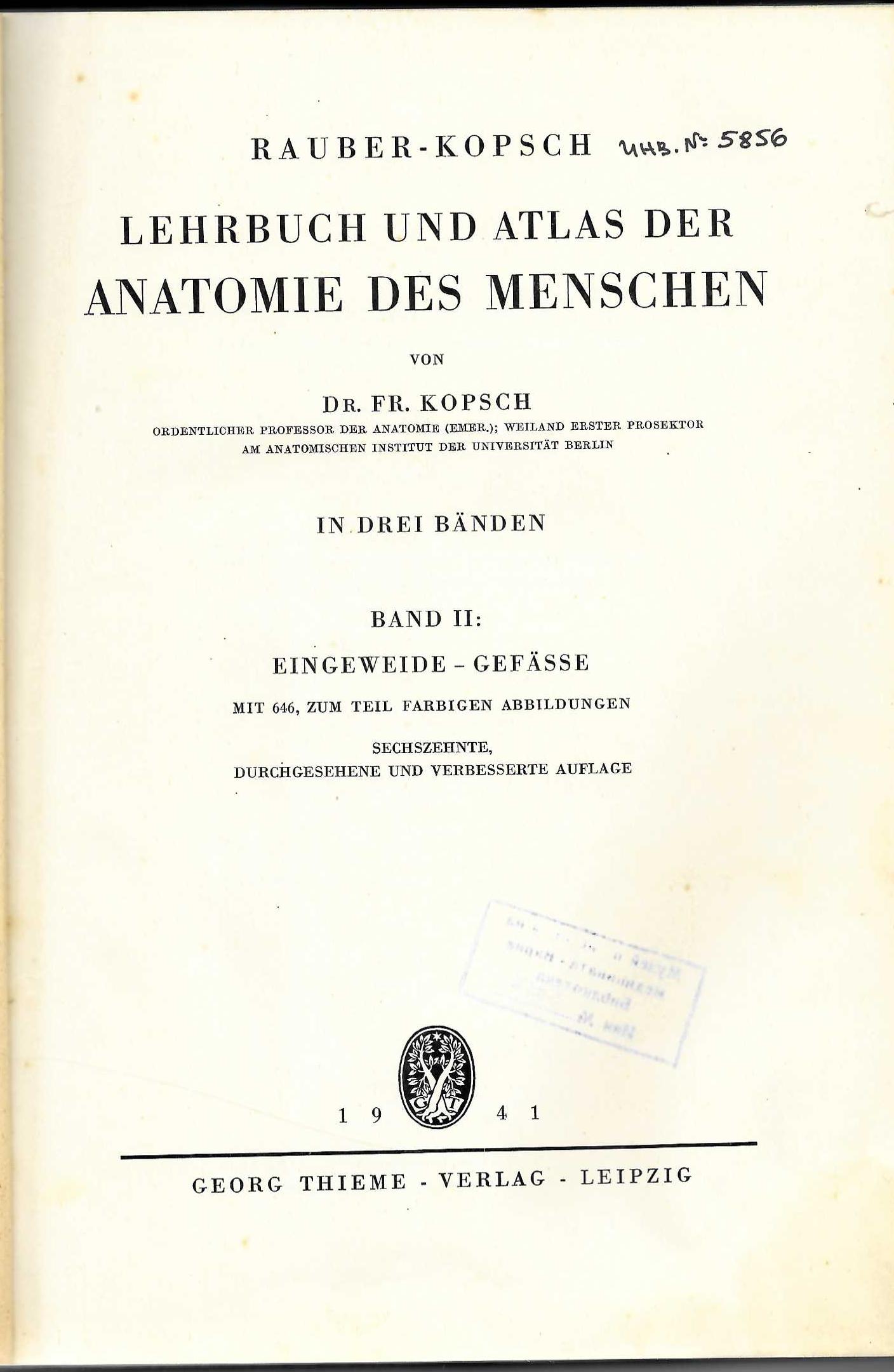   Lehrbuch und Atlas der Anatomie des Menschen, band II